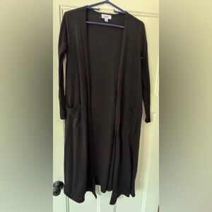 LuLaRoe Black Cardigan open front tunic stretch long knit long sleeve black